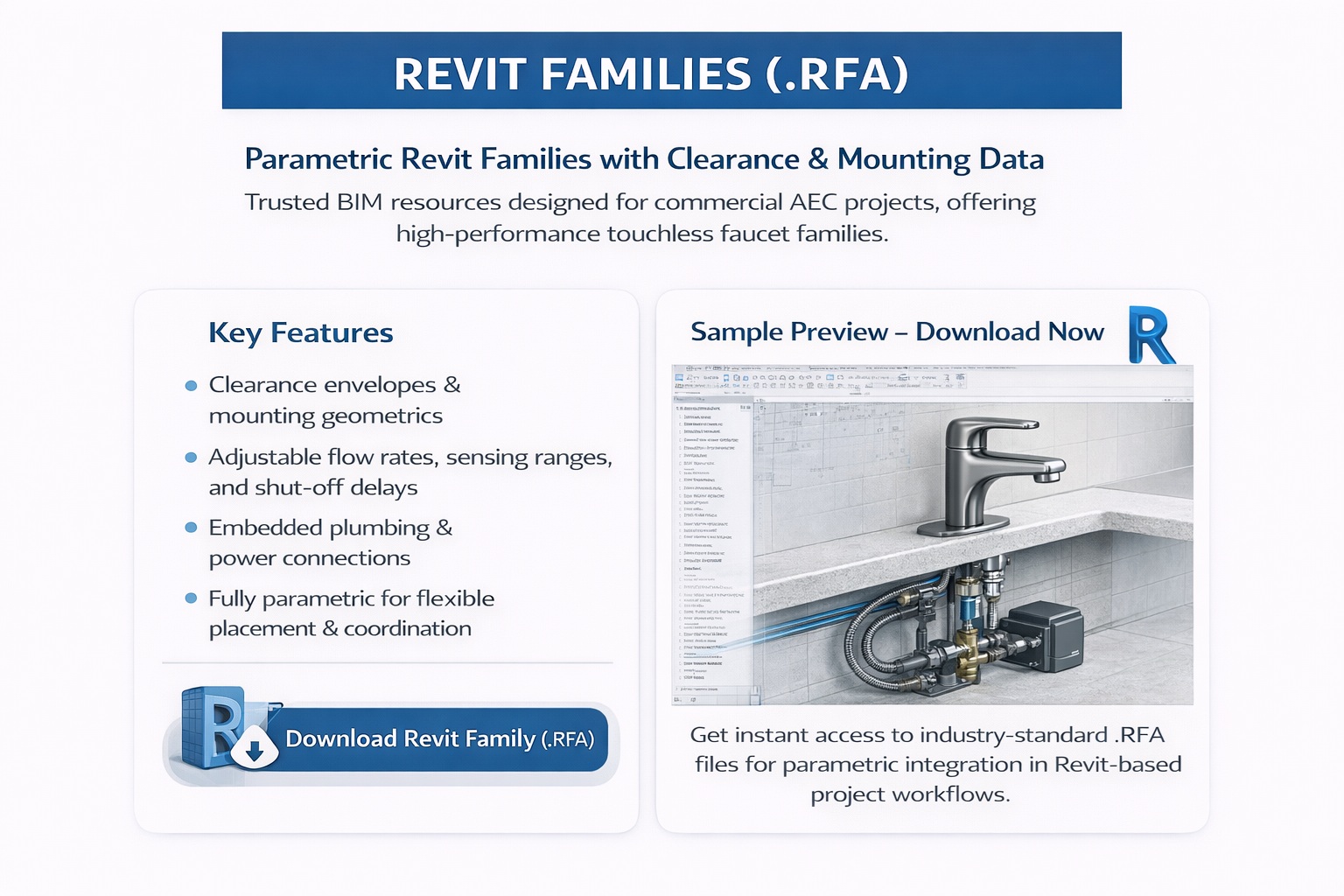 Revit family for touchless faucet